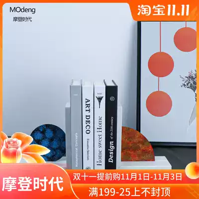 Nordic office study modern minimalist copper piece bookblock decorations new Chinese bookcase marble bookcase ornaments
