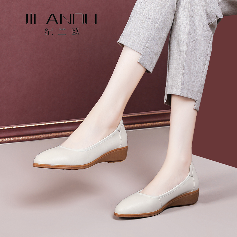 Sloppy grandma shoes 2023 spring autumn new soft bottom soft face single shoe woman not tired nurse shoes flat genuine leather women shoes-Taobao