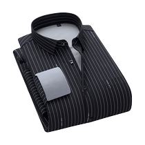 Winter mens thermal underwear youth plaid velvet shirt seamless thickened casual striped no-iron mens top