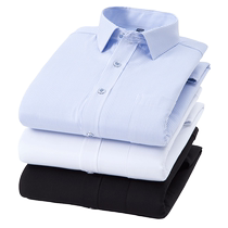 Mens thermal underwear winter velvet thickened shirt business casual young and middle-aged white blue striped workwear top