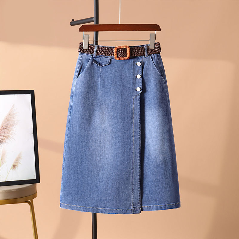 Women's Denim Skirt Pants, Summer Thin Style, 2026 New Model, High-Waisted, Wide-Leg, Front Skirt and Back Pants in One
