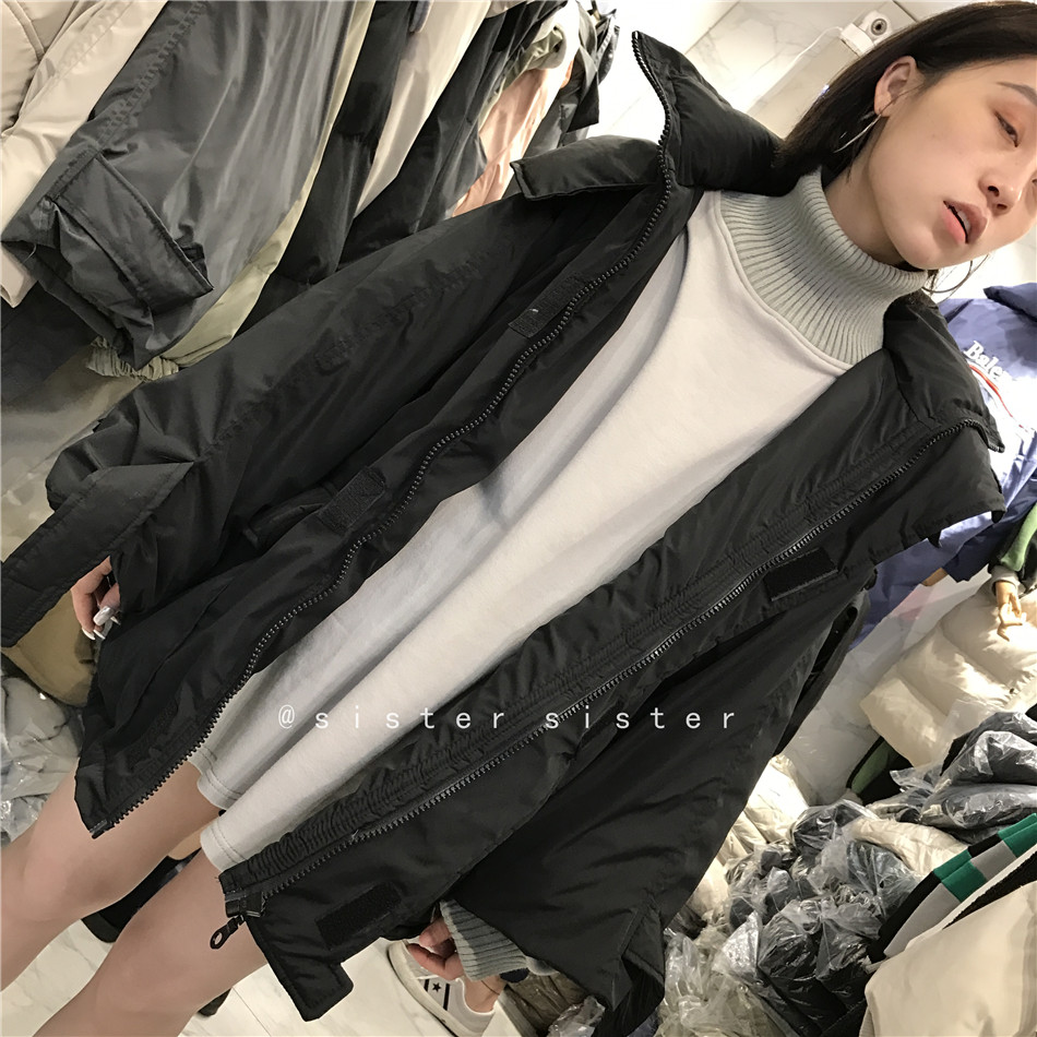 Lazys mùa đông phiên bản Hàn Quốc mới của ulzzang mỏng màu hoang dã bf trùm đầu áo khoác cotton mùa đông áo phao nữ dáng suông