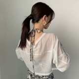 Кардиган, тонкий белый короткий лонгслив, шелковый жилет, куртка, популярно в интернете, эффект подтяжки