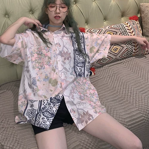 Tide, ретро сексуальная рубашка, короткий рукав, цветочный принт, в западном стиле