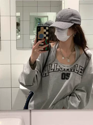 Tide, ретро комплект, осенняя толстовка, сексуальный жилет, свободный крой