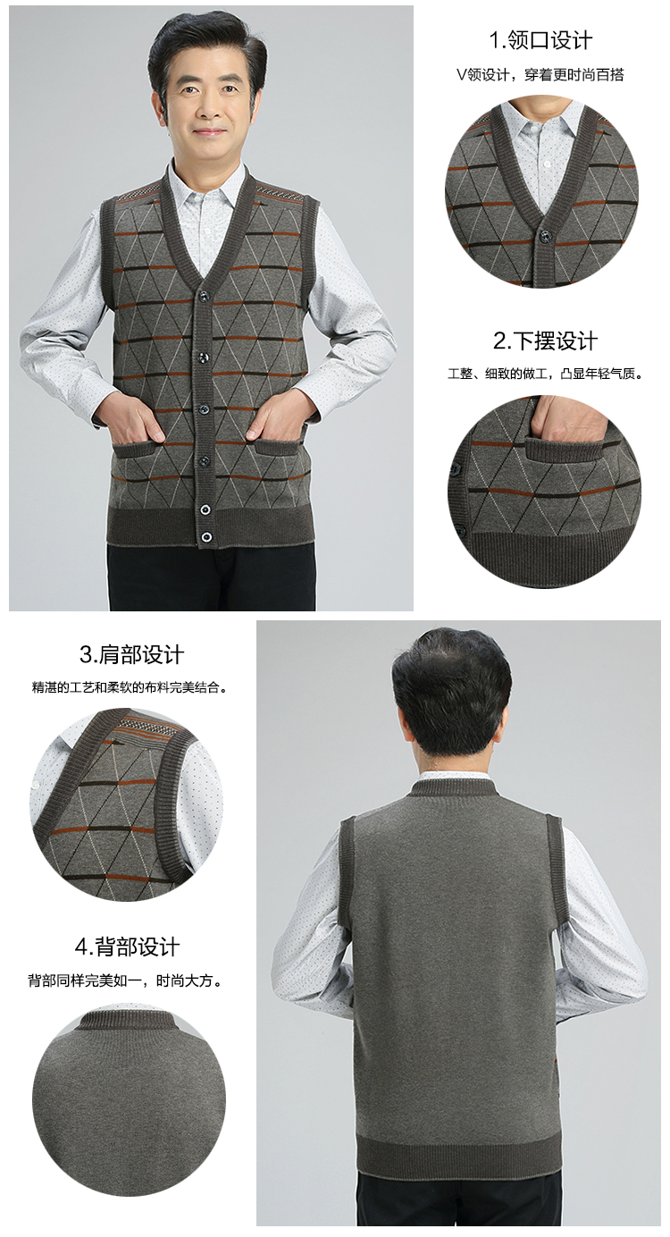 Trung niên cha áo len vest vest cộng với màu đỏ béo bẩm sinh năm đan áo len cardigan áo len kiểu hàn quốc