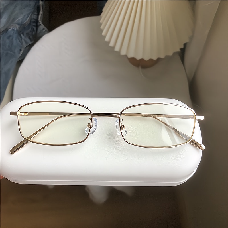 15g 145-52 Retro Small Square Frame Elegant Gold-Rimmed Eyeglass Frame for Men, Metal Trendy Plain Lens Frame for Women, Korean Style 15g 145-52 Retro Small Square Frame Elegant Gold-Rimmed Eyeglass Frame for Men, Metal Trendy Plain Lens Frame for Women, Korean Style