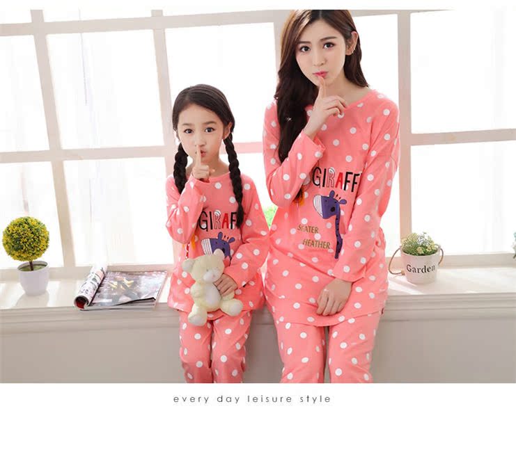 Mùa xuân và mùa thu Mẹ và con gái đồ ngủ bé gái cotton dài tay hươu cha mẹ-con phù hợp với trẻ em và các cô gái trong dịch vụ nhà lớn của trẻ em bộ gia đình mùa hè