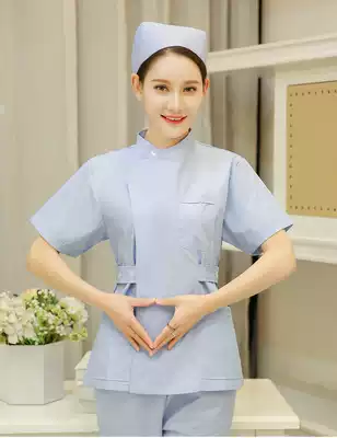 Nurse suit two-piece set short sleeve winter dress long sleeve blue summer free embroidered slim dental work suit