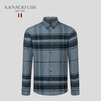 AKNACKFUSS light luxury Tide brand shirt men 2021 new fashion slim plaid business Korean casual inch shirt