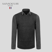 AKNACKFUSS light luxury Tide brand sweater men 2021 New Korean slim trend shirt collar fake two sweater
