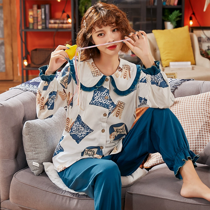 Quần áo giam giữ mùa đông sau sinh tháng 3 mùa xuân và mùa thu bộ đồ ngủ cotton tinh khiết cho bà bầu, quần áo cho con bú mùa thu đông của phụ nữ - Giải trí mặc / Mum mặc