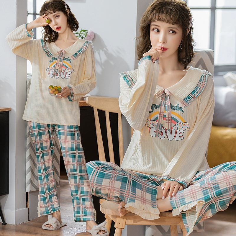 Quần áo giam giữ mùa hè đồ ngủ cotton mỏng sau sinh cho bà bầu, quần áo cho con bú mùa xuân và mùa hè cho bà bầu, dịch vụ tại nhà mùa xuân và mùa thu ngày 5 tháng 4 - Giải trí mặc / Mum mặc