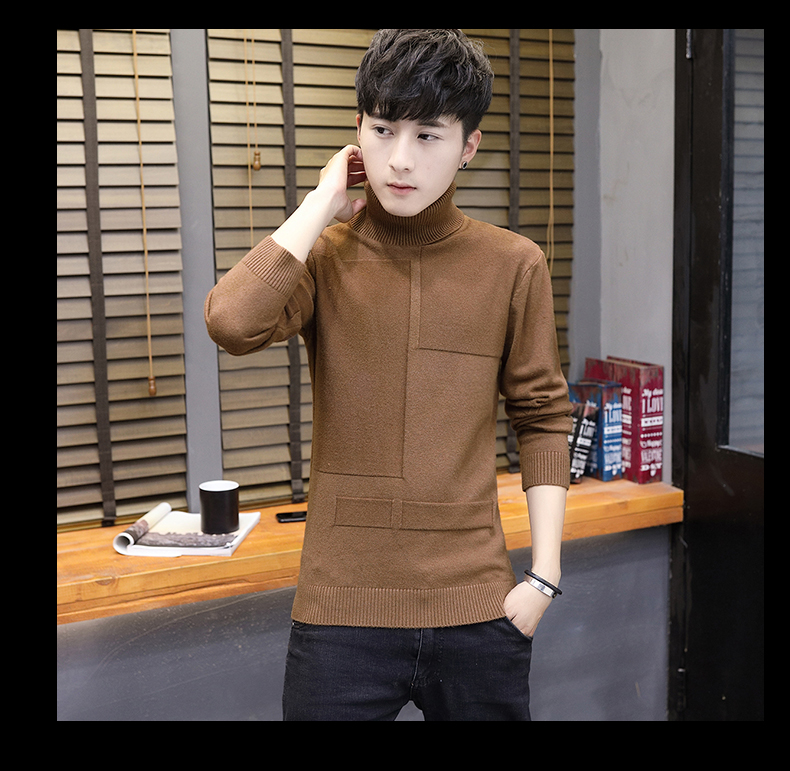 Áo len cổ cao nam mùa đông ấm áp phiên bản Hàn Quốc của xu hướng tự tu luyện mới áo dài nam thanh niên chạm đáy áo len quần áo thể thao nam
