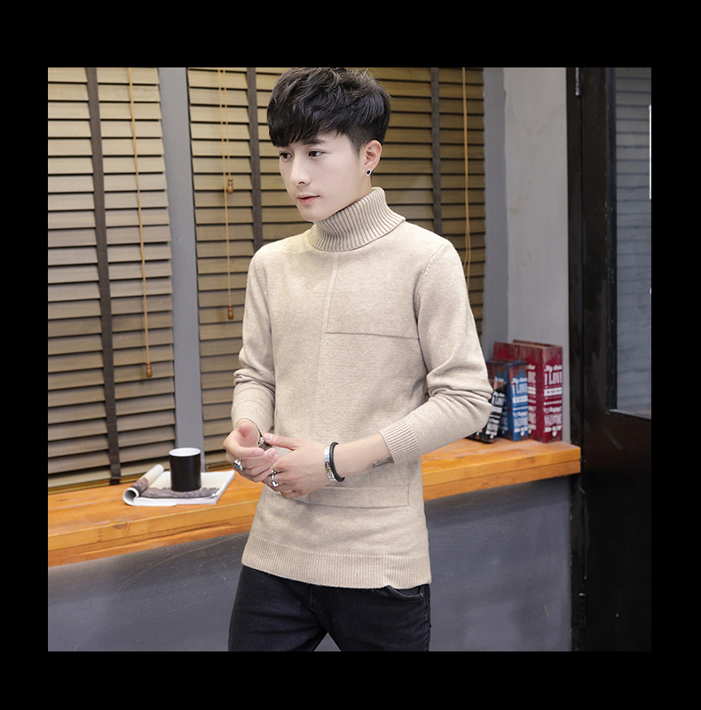 Áo len cổ cao nam mùa đông ấm áp phiên bản Hàn Quốc của xu hướng tự tu luyện mới áo dài nam thanh niên chạm đáy áo len quần áo thể thao nam