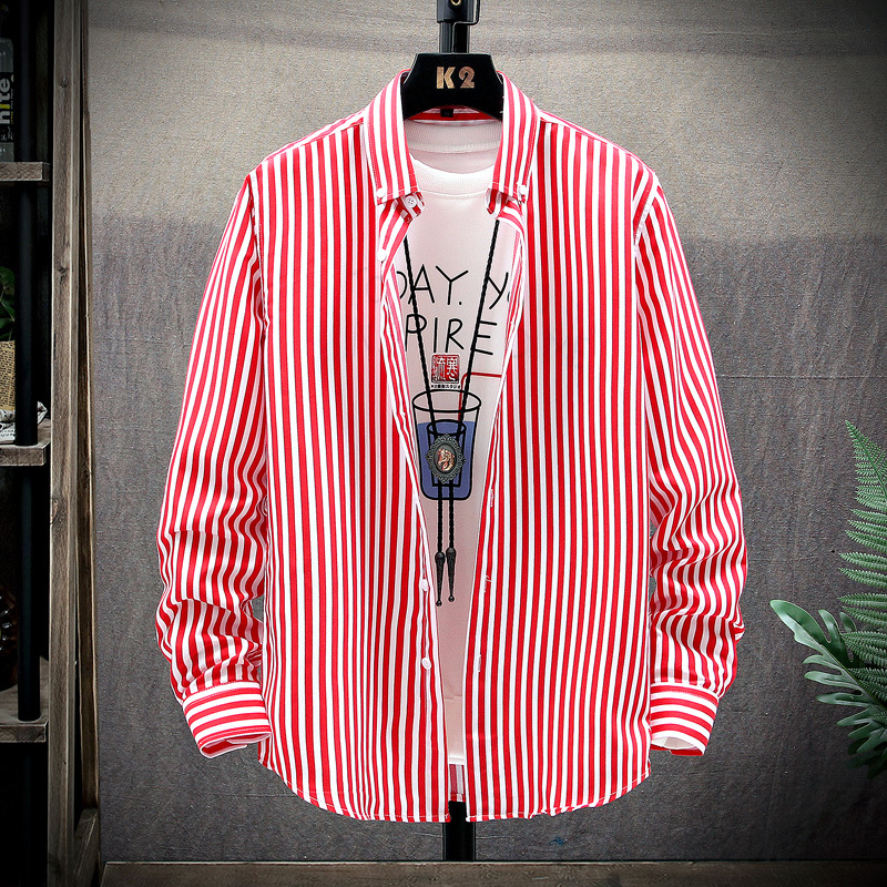 Men's Long-Sleeved Shirt, Spring and Autumn 2026 New Style, Thin Striped Shirt, Korean Style Trendy Casual Top Men's Long-Sleeved Shirt, Spring and Autumn 2026 New Style, Thin Striped Shirt, Korean Style Trendy Casual Top