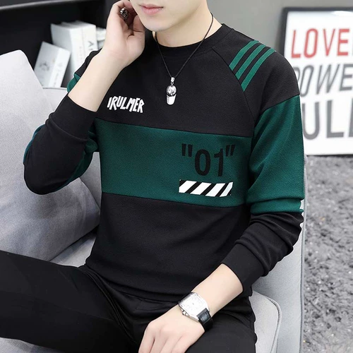 Осенний трендовый брендовый утепленный зимний лонгслив, круглый воротник, оверсайз