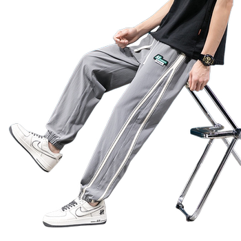 Teenage Summer Ice Silk Thin Long Pants for Boys, High School, Junior High School Students, Older Children, Handsome Casual Sports Pants