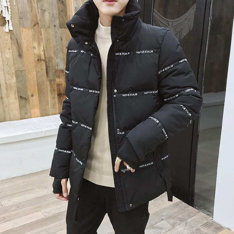 Bông nam dài vừa dày Hàn Quốc phiên bản của bông len 2019 mới mùa đông xu hướng áo khoác đẹp trai nam quần áo xuống bông