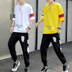 Футболка мужская 男孩套装12夏装青少年衣服13大童14短袖t恤15岁初中学生潮流帅气 Lpw