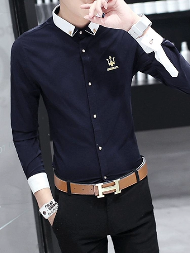 Мужская рубашка, стиль, осенняя, облегающий крой