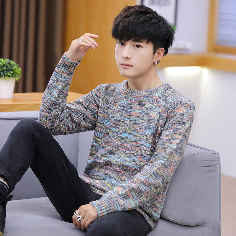 2019 mùa thu và mùa đông cộng với nhung dày áo len nam áo len Hàn Quốc xu hướng phiên bản knitsweater trên quần áo đáy ấm.