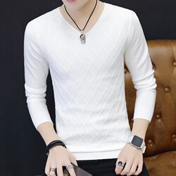 2024 Spring New Men's Sweater Thin Korean Style Slim Top Men's Knitted Sweater Spring Bottoming Shirt for Men