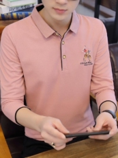 Футболка мужская 春季领t恤男衬衫领衣服长袖翻领polo衫大尺寸休闲领t恤 Lpw