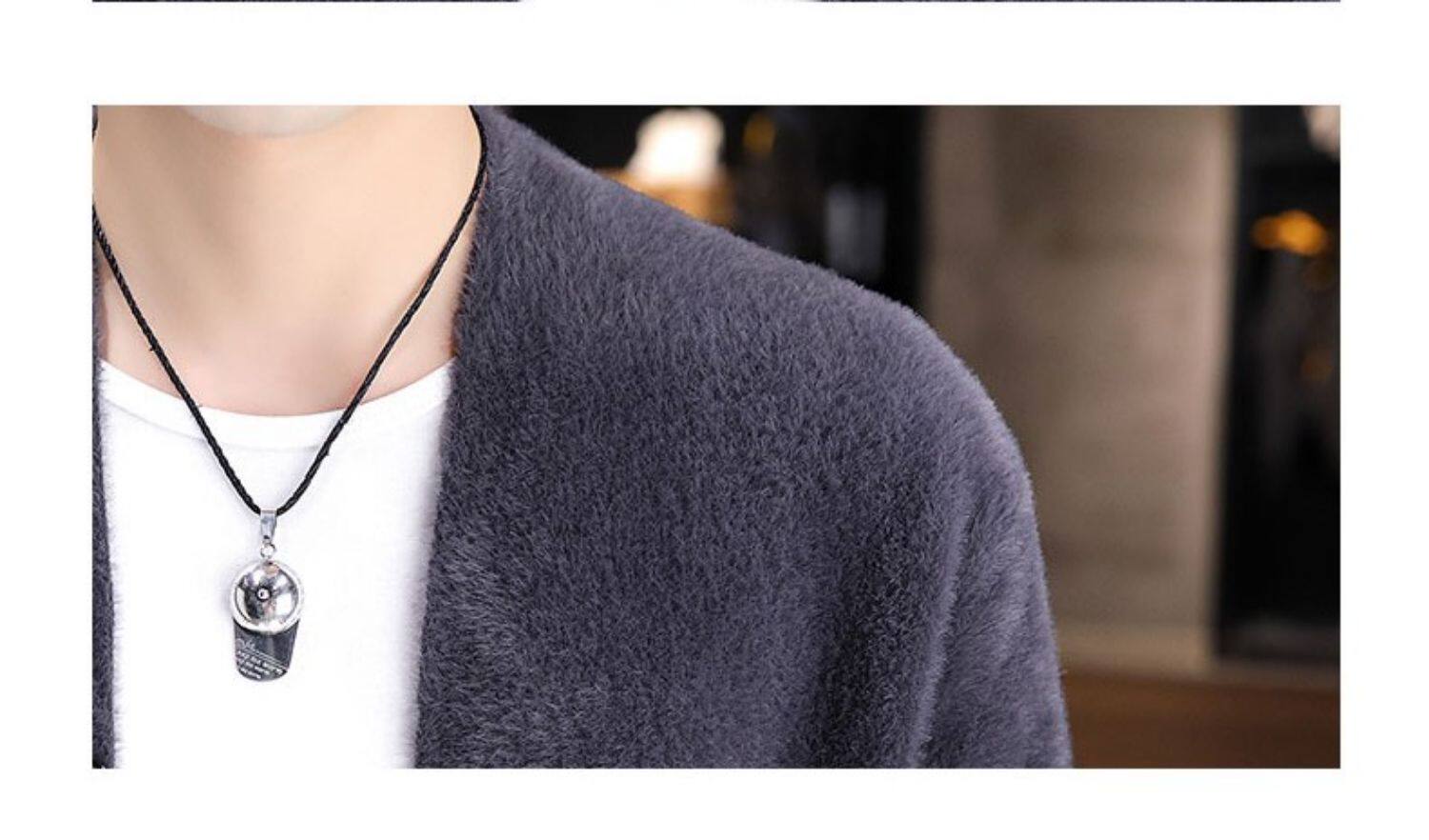 Мужской бархатный шерстяной свитер, демисезонный трикотажный кардиган, трендовая куртка, увеличенная толщина                    