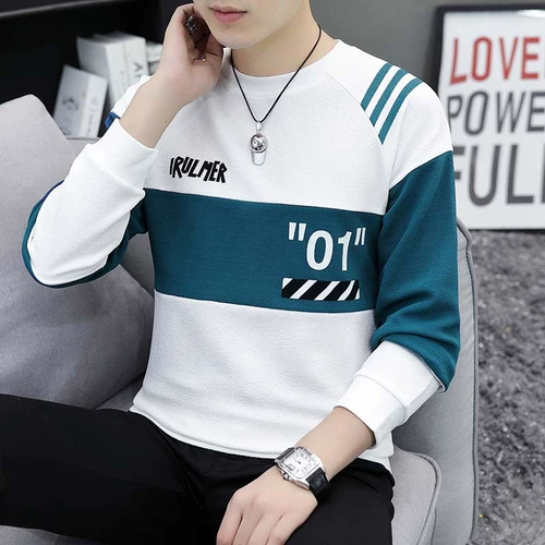 Осенний трендовый брендовый утепленный зимний лонгслив, круглый воротник, оверсайз