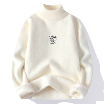 Half turtleneck sweater for men in autumn and winter plus velvet thickened middle collar inner warm clothing for youth winter base knitted sweater Half turtleneck sweater for men in autumn and winter plus velvet thickened middle collar inner warm clothing for youth winter base knitted sweater
