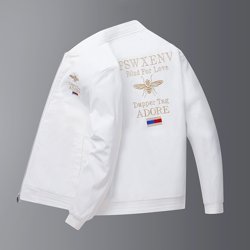 Men's Jacket Spring and Autumn High-End Casual Baseball Jacket Men's Trendy Brand Small Bee Embroidery Slim Fit New Coat for Men