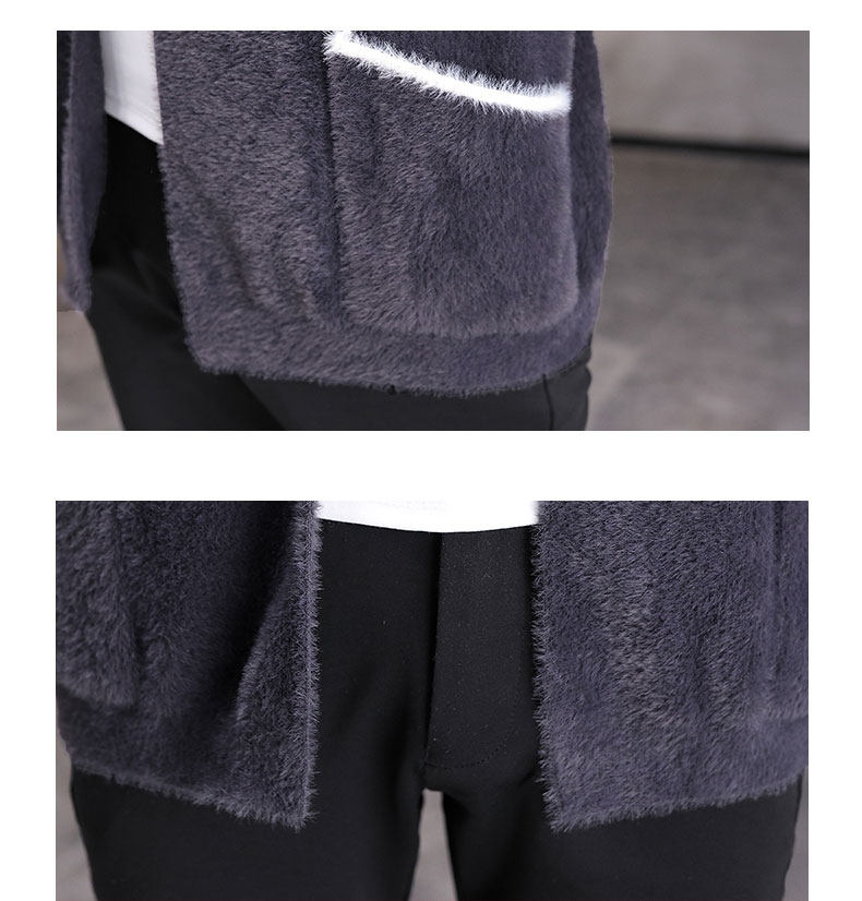 Мужской бархатный шерстяной свитер, демисезонный трикотажный кардиган, трендовая куртка, увеличенная толщина                    