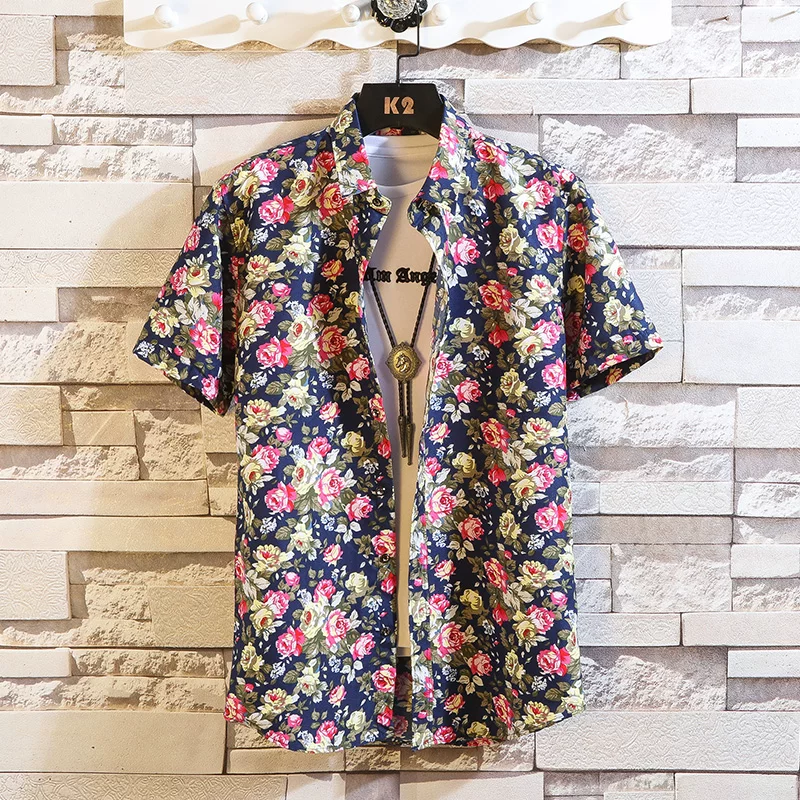Summer fashionable shirt, Korean style, slim fit, floral print