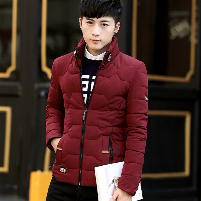 Áo khoác cotton mùa đông cho nam Áo khoác mỏng 2019 mùa đông phiên bản mới của Hàn Quốc áo khoác cotton xu hướng màu rắn quần áo nam - Bông