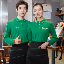 Catering waiter overalls long sleeves autumn and winter T-shirts custom hotel restaurant hot pot shop custom-made clothes