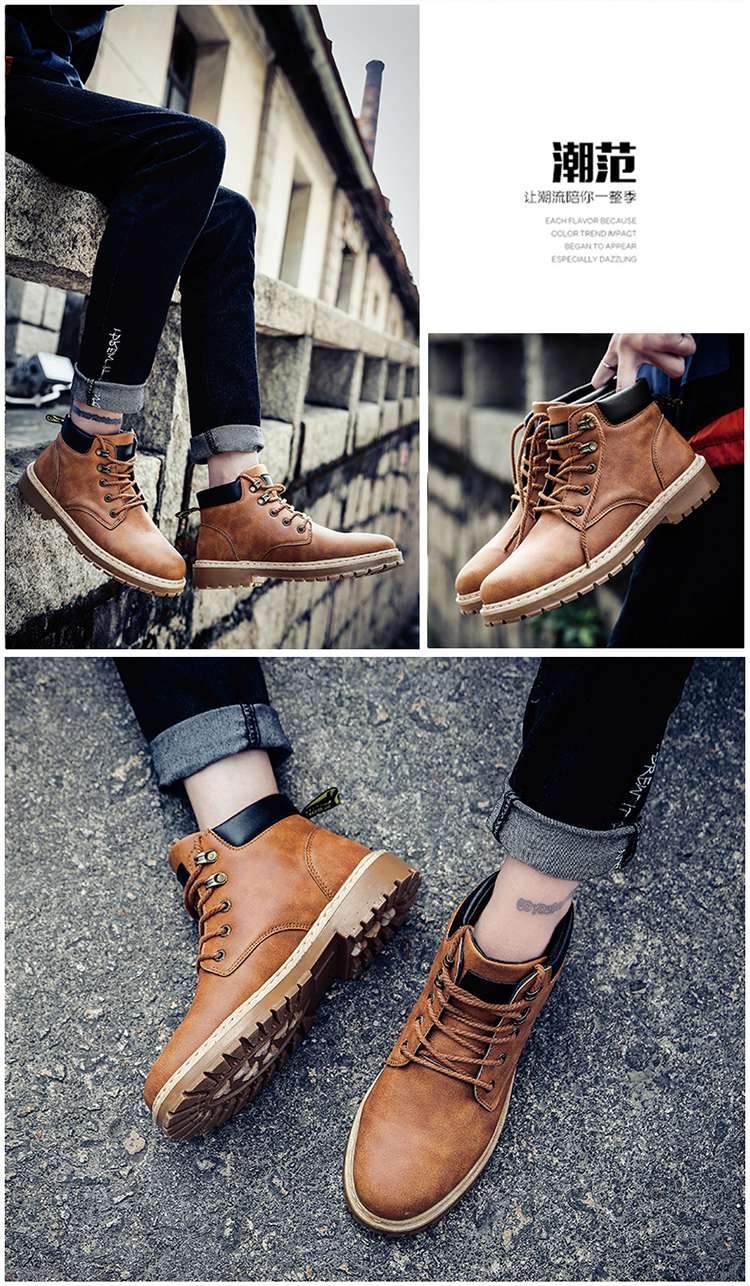 Winter Martin giày nam dụng cụ cắt cao giày gió Anh ủng nam và ủng bông tuyết ấm áp giầy chelsea boot nam