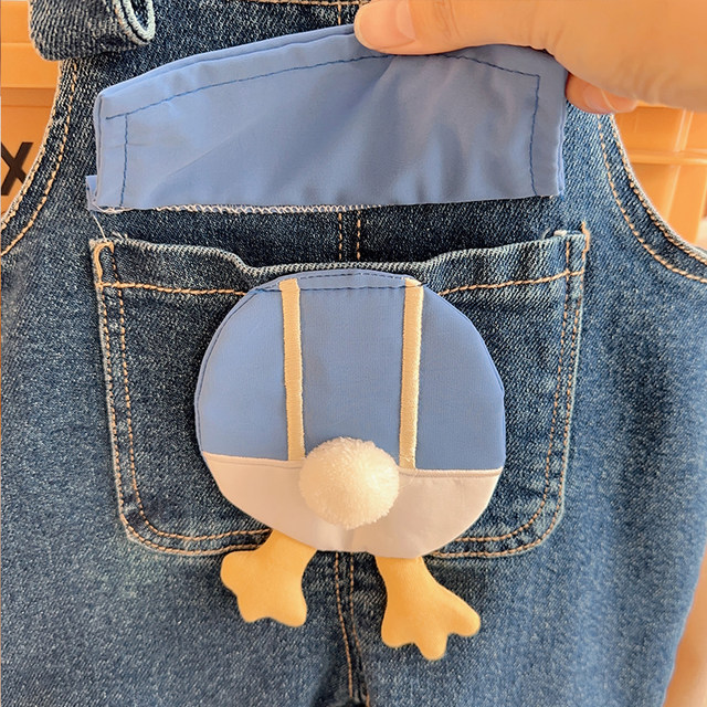 Children's overalls spring clothes 2023 new baby baby jumpsuit thin section soft denim children's trousers spring tide