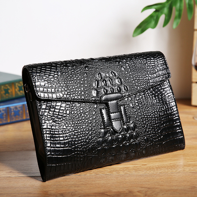 Hong Kong IT Catherine crocodile pattern leather retro envelope clutch bag trendy men's bag Korean version of the new wrist bag