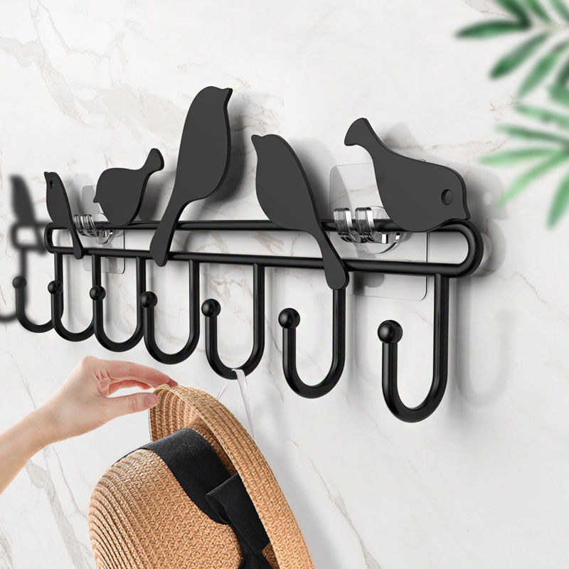 Entry wall wall hook hanger strong viscose coat and hat hook rack without punching a row of long hooks