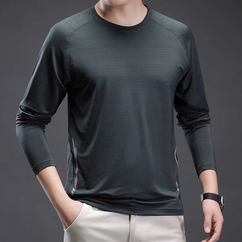 Long sleeve sports T-shirt male summer 2021 new ice sensation speed dry thin running fitness clothes men's ice silk