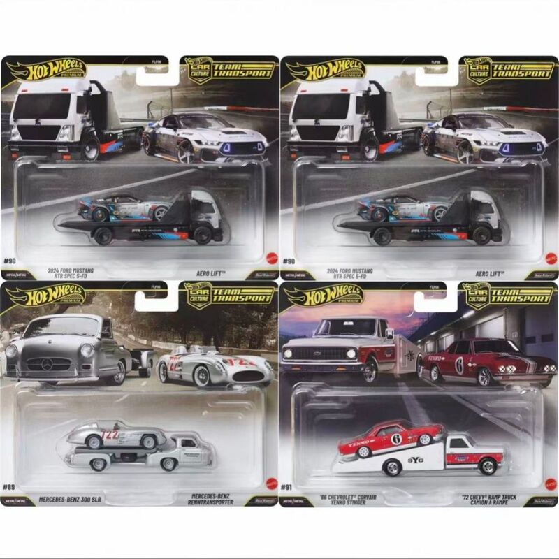 Hot Wheels Flf56 Transport Fleet Mercedes-Benz 300 Corvette Ford Mustang Car Model