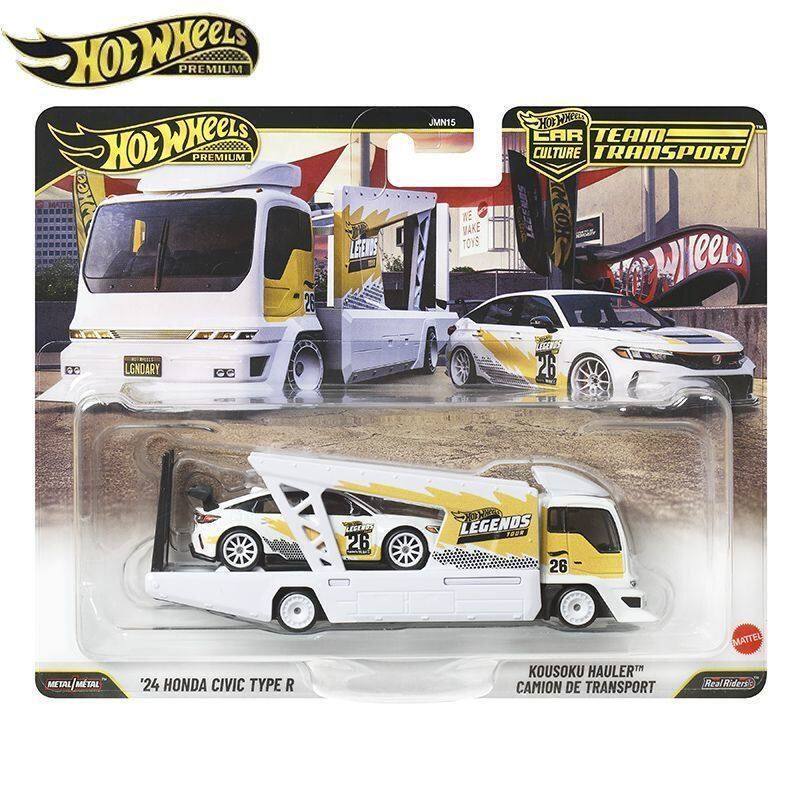 Hot Wheels Gold Label Car Culture Iron Base Rubber Tire Honda Civic Transporter Alloy Car Model Boy's Toy