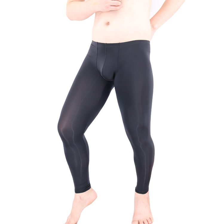 Quần bó sát nam trong suốt quần chín điểm quần lụa băng dài quần legging túi siêu mỏng gợi cảm quần xì nữ