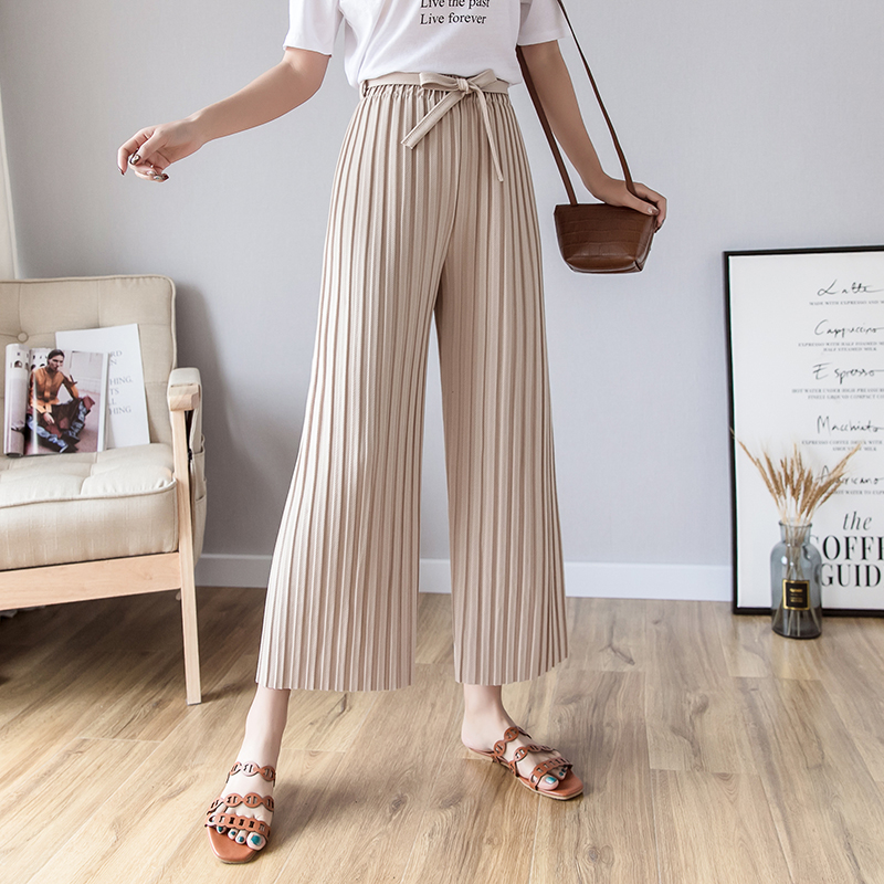 Tide Card Lace 100 Plexant Casual Pants Loose slim 90% wide-legged pants 2022 New high waist Conspicuated Slim Pendant pants