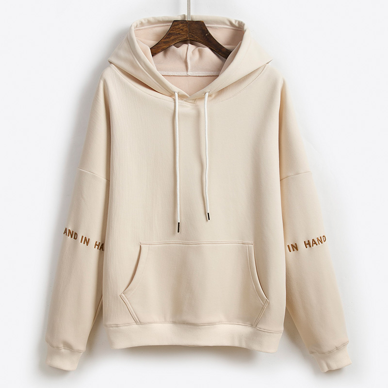 Tide Card Sweatshirt Woman Hat Autumn Winter Plus Suede Thickened s Lazy Wind Bf Embroidered 2019 New Ladies Jacket Tide