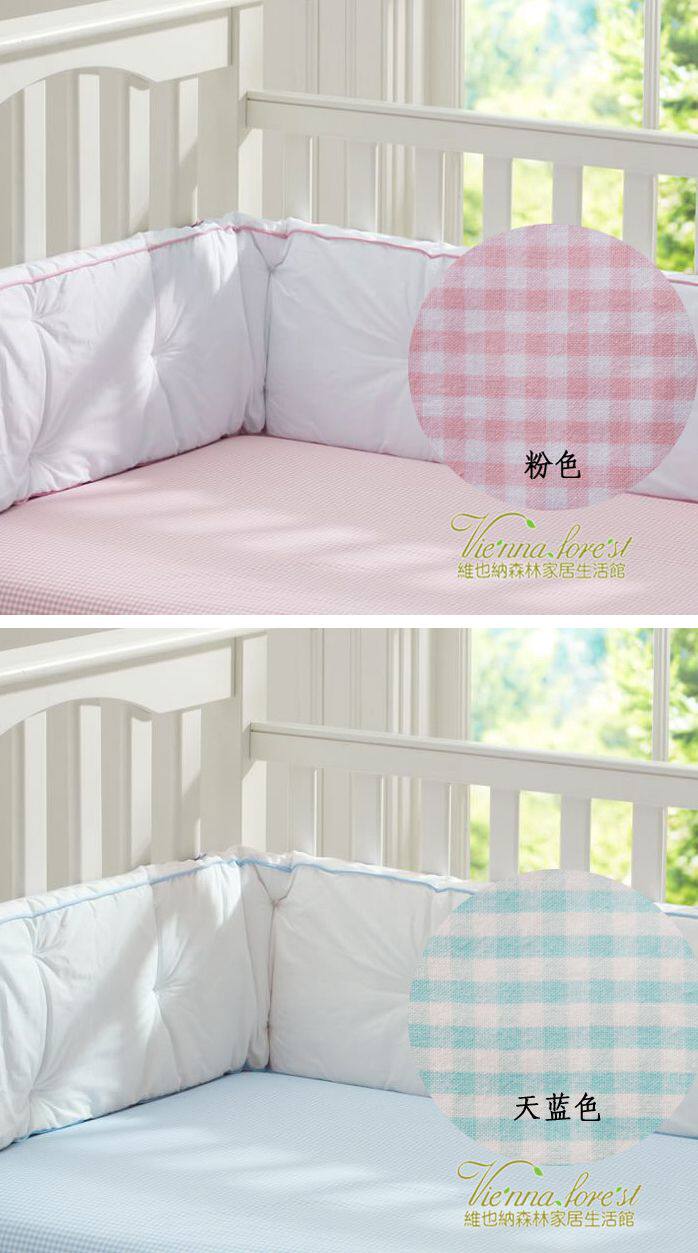 детская постель 品质公主色系纯棉色织格纹棉布婴儿床笠 床垫套 柔软透气4色 Other