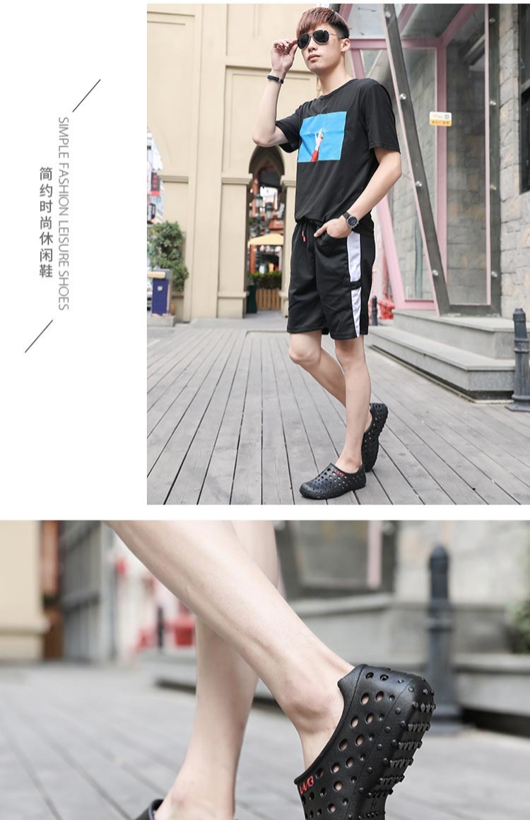 Giày lỗ nam mùa hè mới giày đi biển dép nam giày lội phiên bản Hàn Quốc của giày trượt đầu để đi làm giày thông thường giày cao cổ nam
