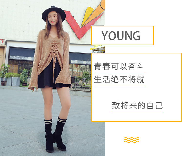 Giày cao cổ nữ mùa thu đông 2018 boot cao gót