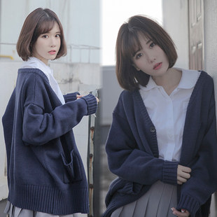 2024 Spring New Women's Clothing Loose Lazy Style Short Japanese College Style Knitted Cardigan Sweater Jacket for Women